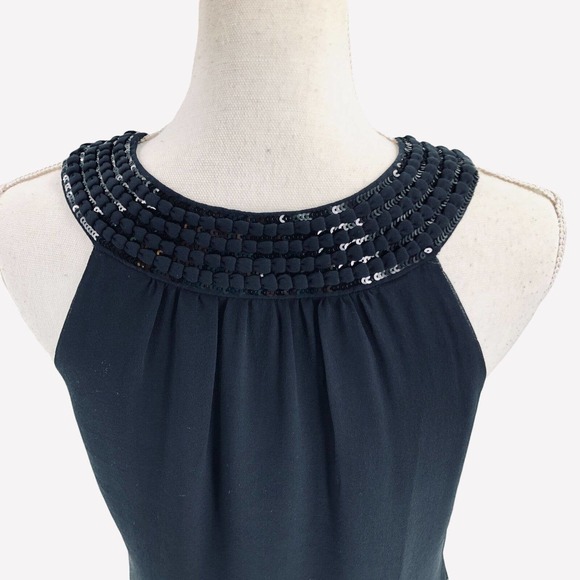 Vineyard Vines Womens Size 0 100% Silk Blouse Sleeveless Embellished Halter - Picture 4 of 7